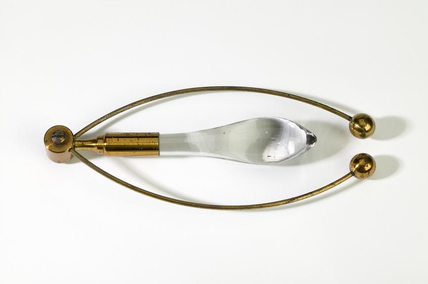 Glass eudiometer.Photographed on a white background.