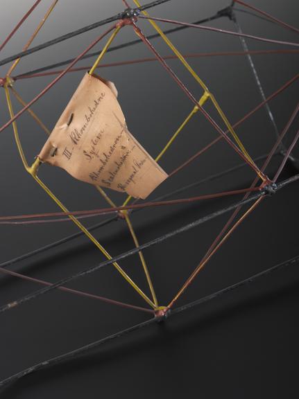 Crystal structure represented by a wire rhombohedron with three equal axes