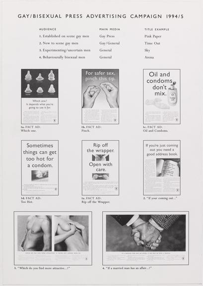 Media directive sheet for gay and bisexual press outlets for HIV and AIDS awareness campaign (poster)