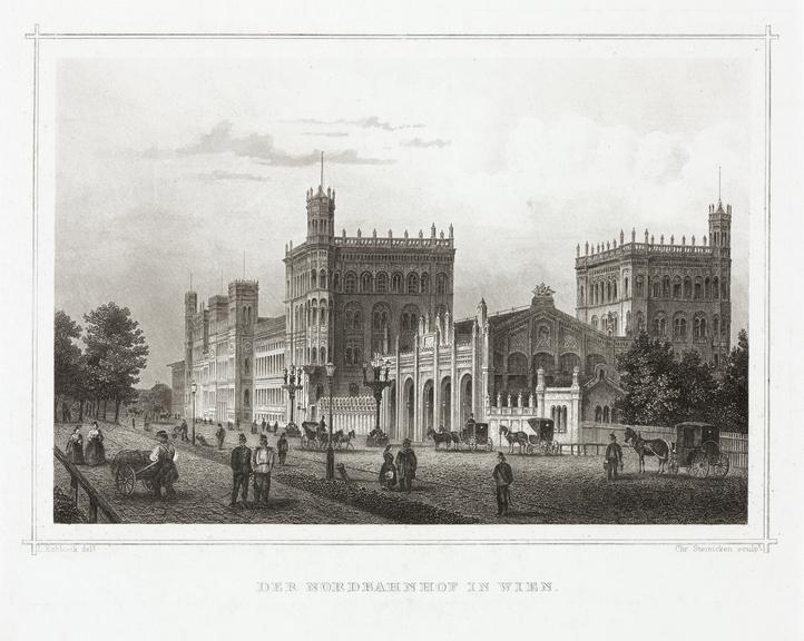 Illustration, Railway station in Wien