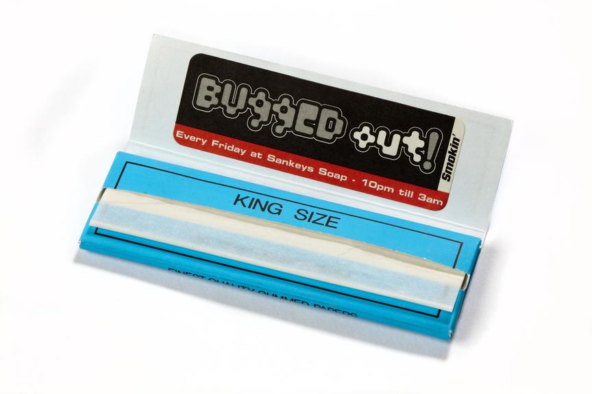 Rizla cigarette papers featuring advertising for 'Bugged Out'
