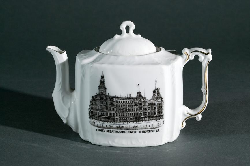 Transfer-printed souvenir teapot