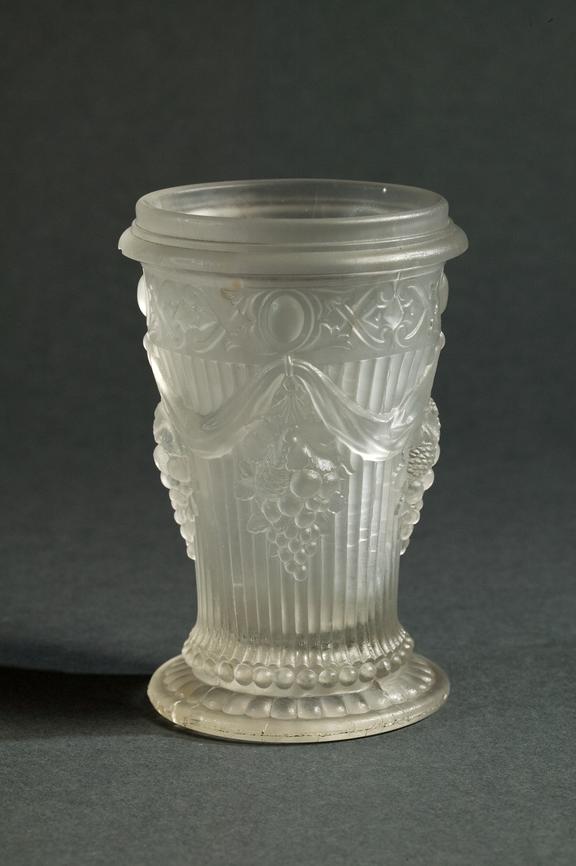 Pressed glass vase made by John Derbyshire, Salford, c