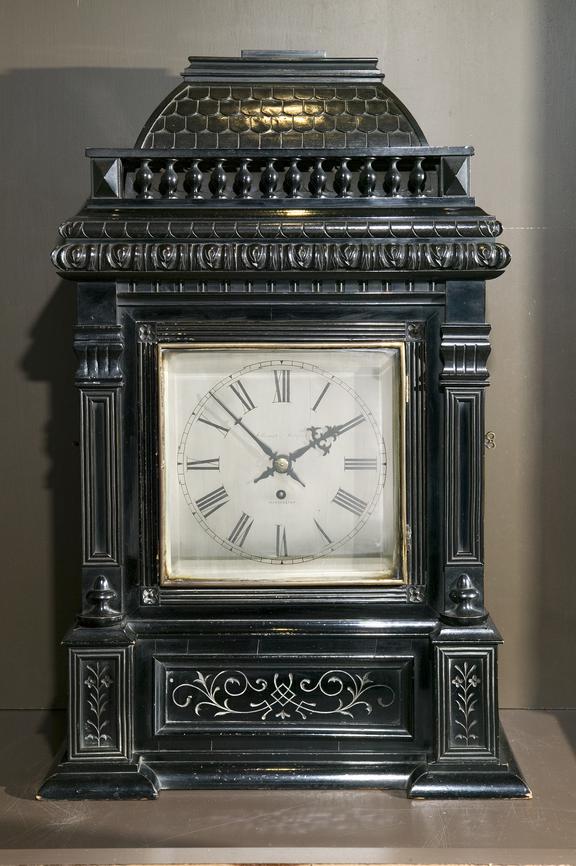 Ebonised bracket or table clock from the Manchester Reform Club