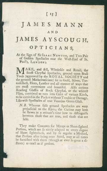 Trade card: James Mann and James Ayscough