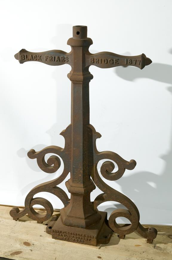 Cast iron gas standard lamp mount made by John Fletcher and