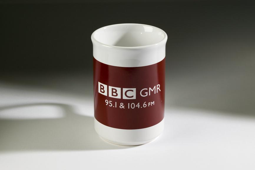 BBC GMR mug.
Photographed on a graduated background.