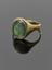 Finger ring, gold, engraved green stone