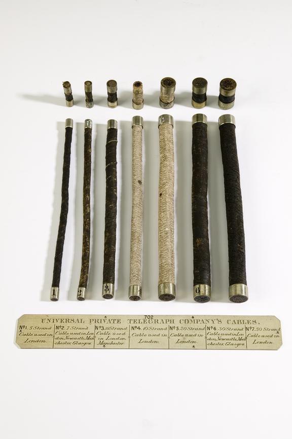 Set of seven cable samples and corresponding cable stubs