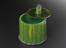 Circular fluted box of marbled green catalin
