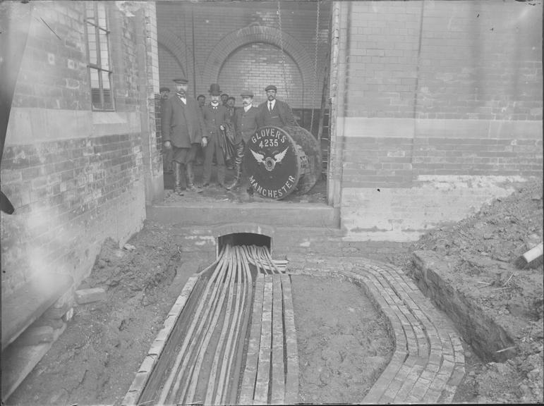 Works photographic negative of cable runs, Stalybridge