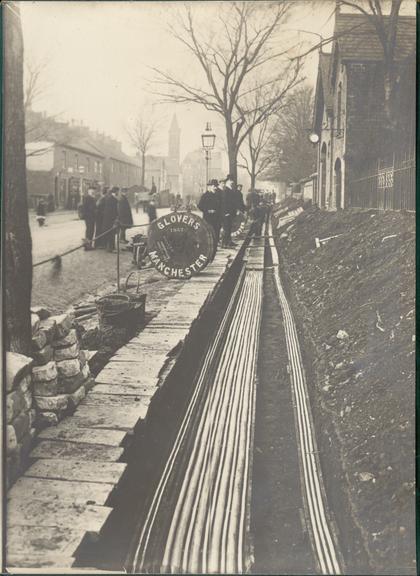 Works photographic negative of cable laying, Kettering