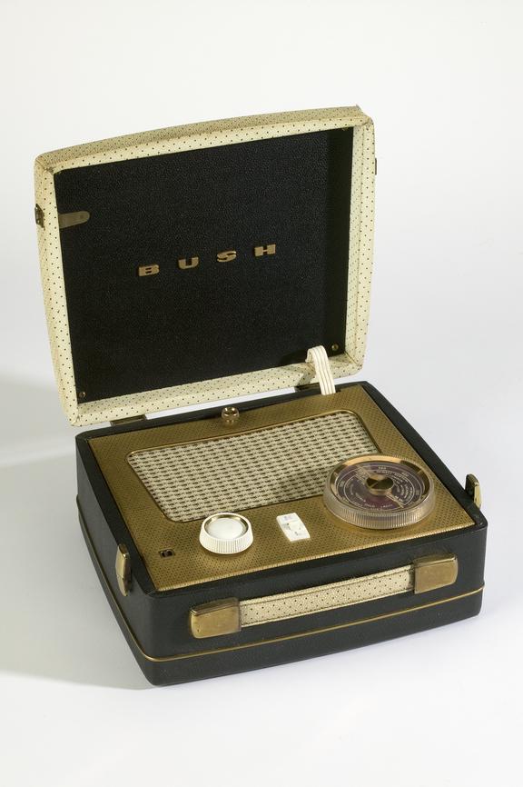 Portable valve radio in 'vanity case', made by Bush Radio Ltd