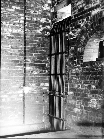 Works photographic negative of a vertical cable run, Todmorden