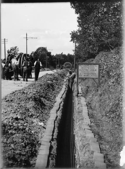 Works photographic negative of cable laying, Gosport and Fareham