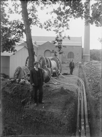 Works photographic negative of cable laying, Gosport and Fareham