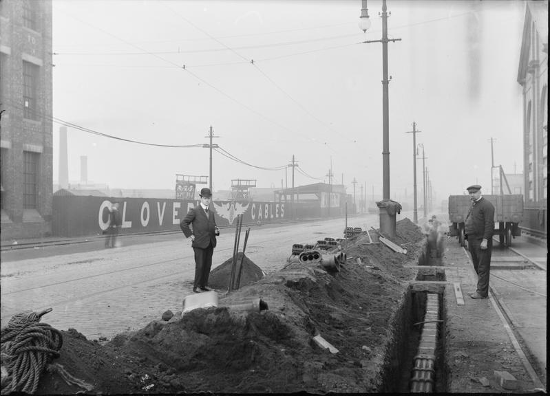 Works photographic negative of cables laid in conduit