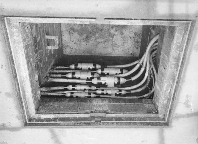 Works photographic negative of manhole with sleeve joints