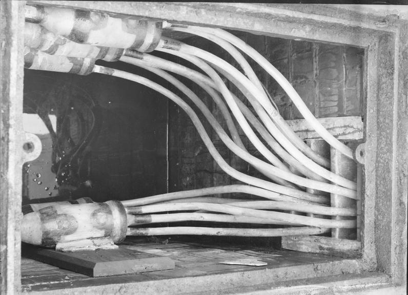 Works photographic negative of manhole with sleeve joints