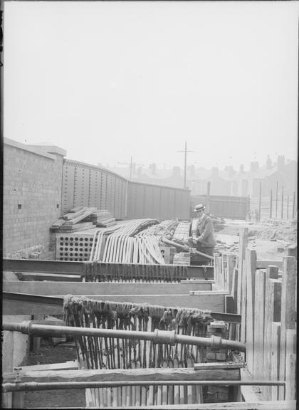 Works photographic negative of suspended cables, Salford