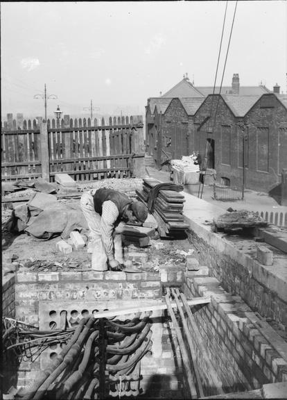 Works photographic negative of cable conduit, Salford