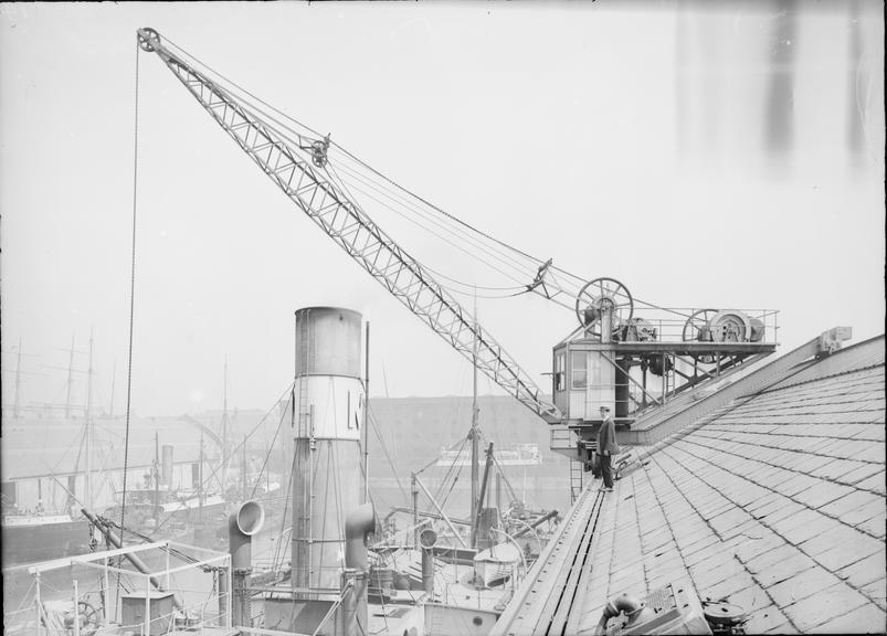 Works photographic negative of travelling crane