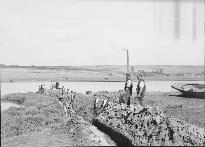 Works photographic negative of cable laying