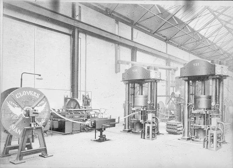 Works photographic negative of lead presses