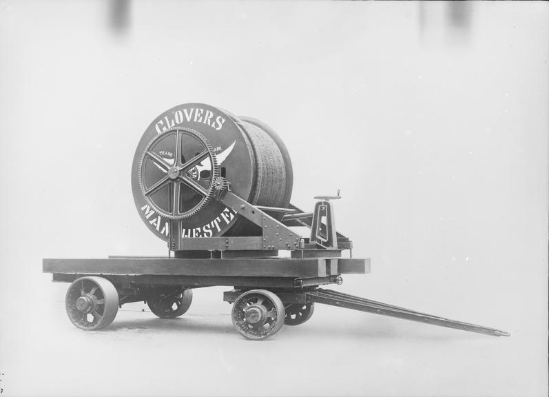 Works photographic negative of colliery lowering drum