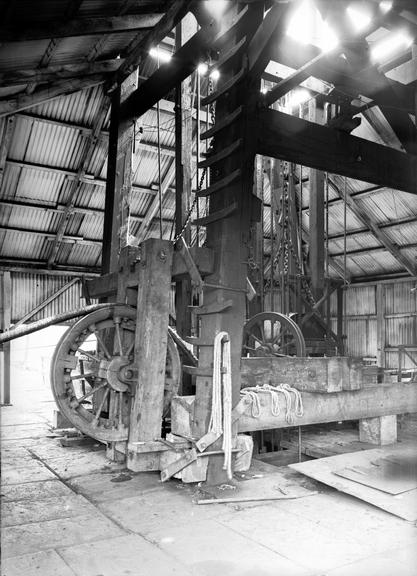 Works photographic negative of head of pit shaft