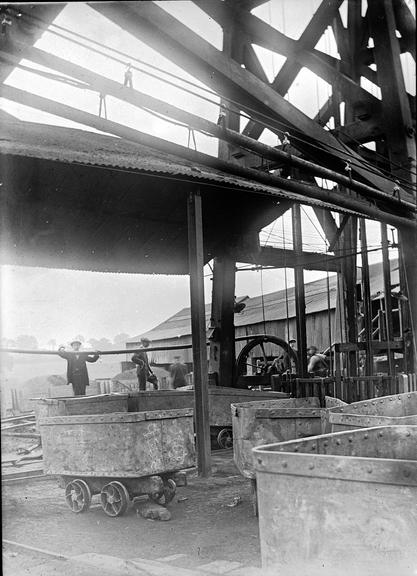 Works photographic negative of pit head, Haunchwood Colliery