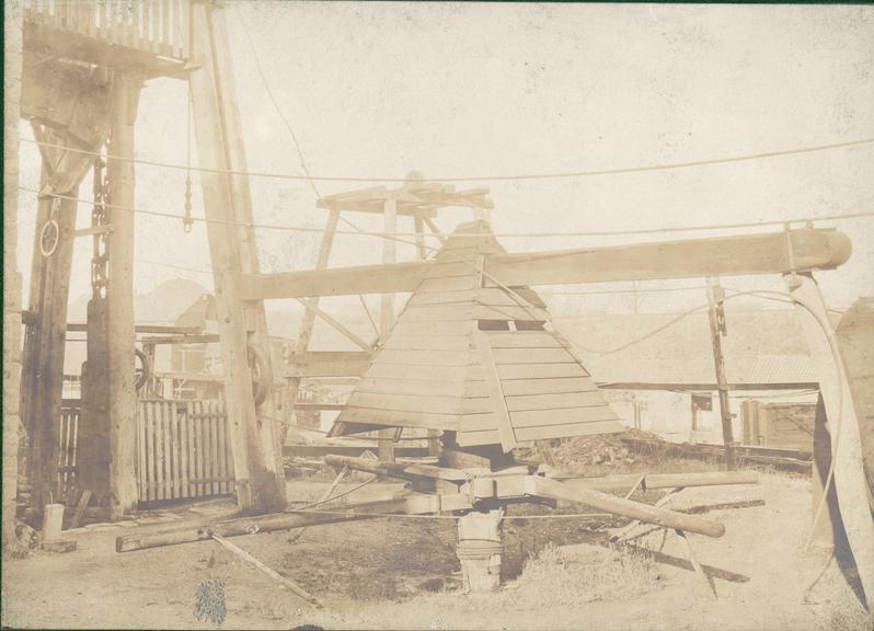 Works photographic negative of horse capstan