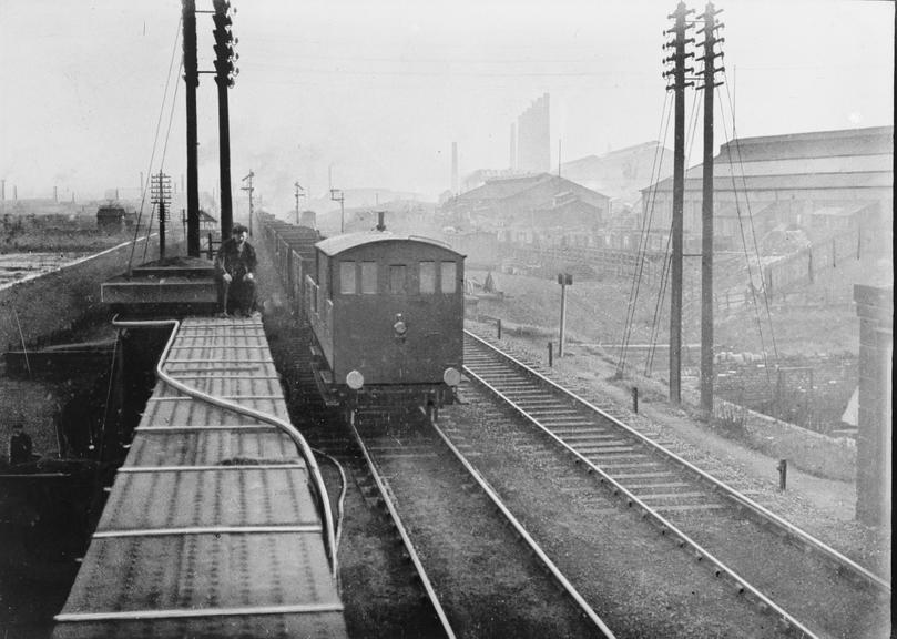 Works photographic negative of cable on girder bridge, Sheffield