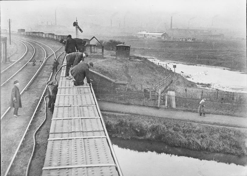 Works photographic negative of girder bridge, Sheffield