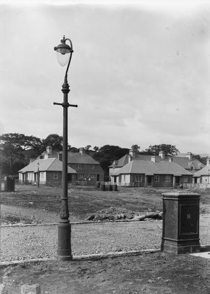 Works photographic negative of lamp post and pillar, Ayrshire