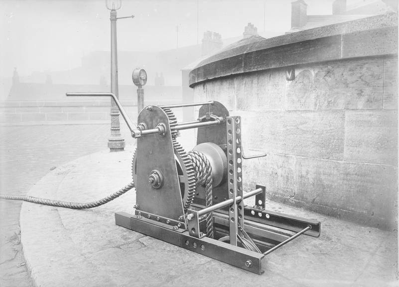 Works photographic negative of winch