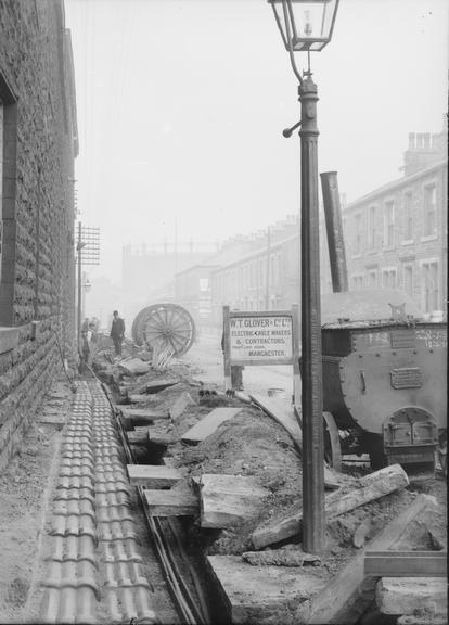 Works photographic negative of cable in conduit, Rawtenstall