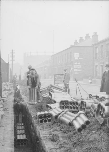 Works photographic negative of stoneware conduit, Rawtenstall