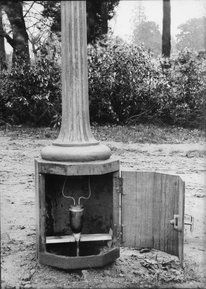 Works photographic negative of lamp post, Hawkstone Hall