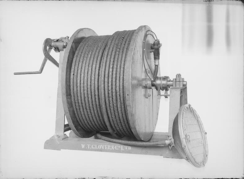 Works photographic negative of winding drum for mines