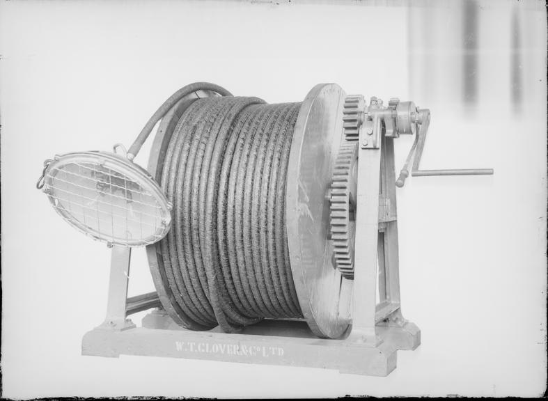 Works photographic negative of winding drum for mines