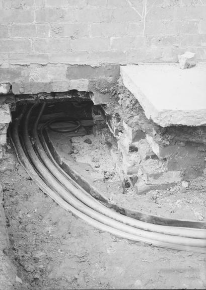 Works photographic negative of cables entering troughing