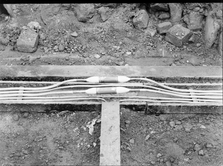 Works photographic negative of cable joints, Pomona Dock