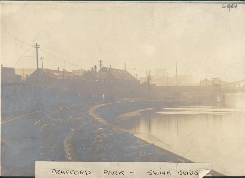 Works photographic negative of Trafford Park Swing Bridge