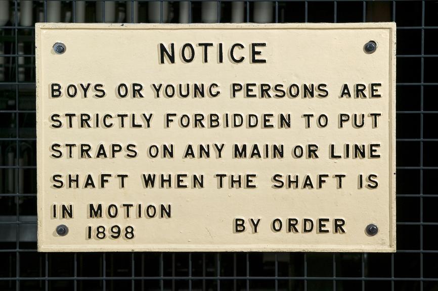 Sign made by Platt Brothers and Co. Ltd, Oldham, c