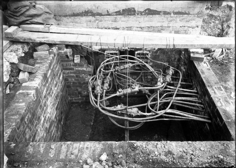 Works photographic negative of cables in pit, Pemberton, nr