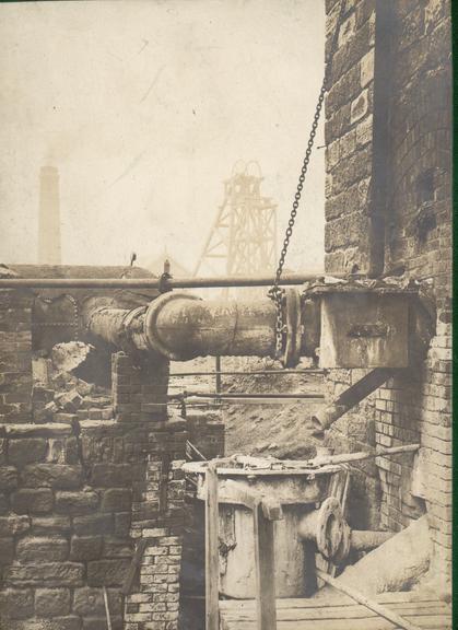 Works photographic negative of steam pipes