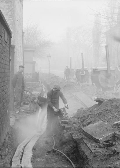 Works photographic negative of troughing and asphalt boilers