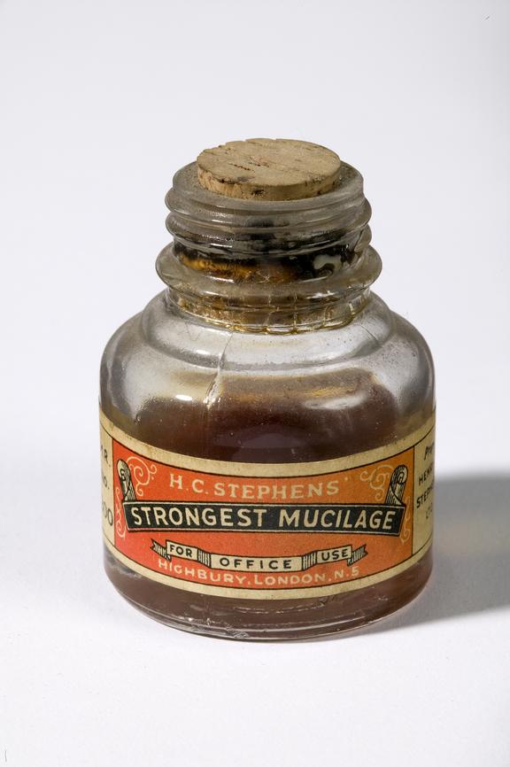 Mucilage in bottle made by Henry C. Stephens Ltd, London