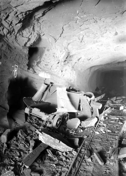 Works photographic negative of collapsed pit roof, Pretoria Pit